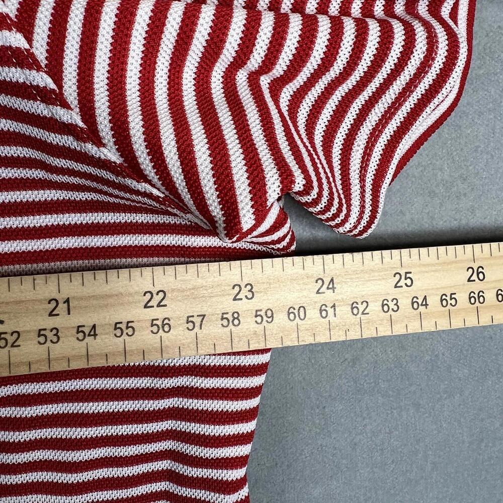 Nike Polo Shirt Mens XL Red White Striped Dri Fit Standard Performance Knit - Picture 6 of 7